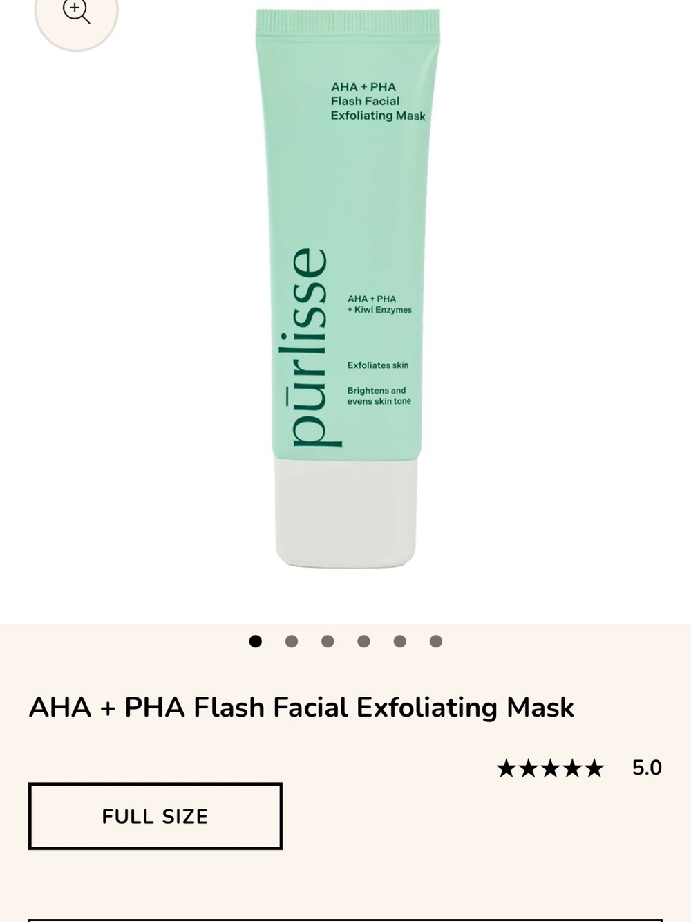 purlisse Mint Green AHA + PHA Flash Facial Exfoliating Mask
